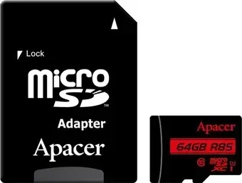 Apacer microSDXC AP64GMCSX10U5-R 64GB (с адаптером)