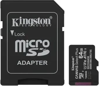 Kingston Canvas Select Plus microSDXC 64GB SDCS3/64GB (с адаптером)