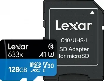 Lexar 633x microSDXC LSDMI128BB633A 128GB (с адаптером)