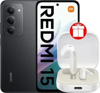 Xiaomi Redmi 15 4G 6GB/128GB международная версия (черный) + наушники Xiaomi Redmi Buds 6 Active M2344E1 (белый) по акции