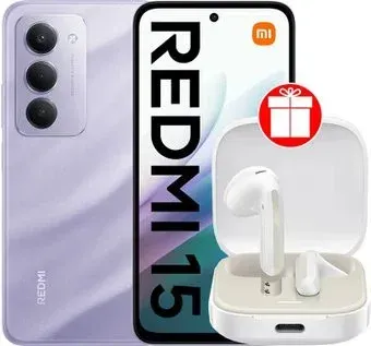 Xiaomi Redmi 15 4G 8GB/256GB международная версия (фиолетовый) + наушники Xiaomi Redmi Buds 6 Active M2344E1 (белый) по акции