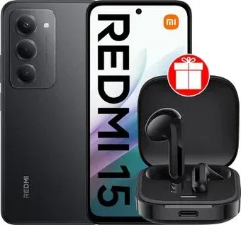 Xiaomi Redmi 15 4G 6GB/128GB международная версия (черный) + наушники Xiaomi Redmi Buds 6 Active M2344E1 (черный) по акции