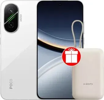 POCO F7 12GB/256GB международная версия (белый) + пауэрбанк Xiaomi Power Bank P15ZM 10000mAh (бежевый) по акции