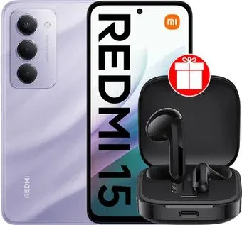 Xiaomi Redmi 15 4G 8GB/256GB международная версия (фиолетовый) + наушники Xiaomi Redmi Buds 6 Active M2344E1 (черный) по акции