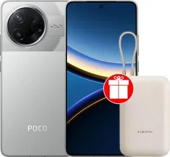 POCO F7 Pro 12GB/256GB международная версия (серебристый) + пауэрбанк Xiaomi Power Bank P15ZM 10000mAh (бежевый) по акции