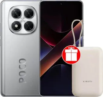 POCO X7 8GB/256GB международная версия (серебристый) + пауэрбанк Xiaomi Power Bank P15ZM 10000mAh (бежевый) по акции