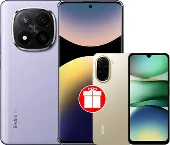 Xiaomi Redmi Note 14 Pro+ 5G 8GB/256GB международная версия (фиолетовый) + Xiaomi Redmi A5 3GB/64GB (песочное золото) по акции