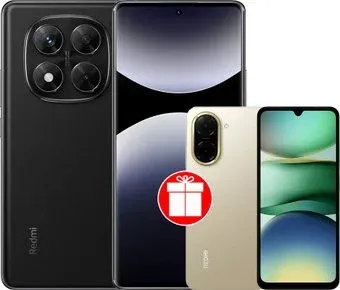 Xiaomi Redmi Note 14 Pro 12GB/512GB международная версия (черный) + Xiaomi Redmi A5 3GB/64GB (песочное золото) по акции