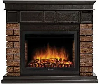 Firelight Bricks Wood 25 (камень темный/шпон венге)