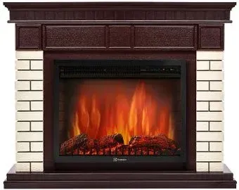 Firelight Bricks 30U (угловой, камень бежевый/шпон темный дуб)