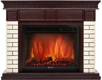 Firelight Bricks 30 (камень бежевый/шпон темный дуб)