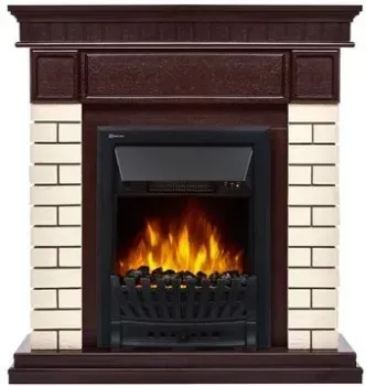 Firelight Bricks Classic (камень бежевый/шпон темный дуб)