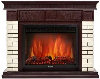 Firelight Bricks 25 (камень бежевый/шпон темный дуб)