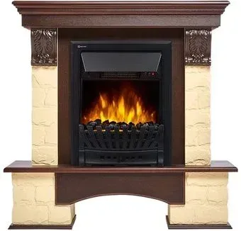 Firelight Forte Classic U (угловой, камень бежевый/шпон темный дуб)