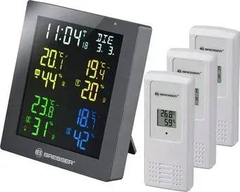 Bresser ClimaTemp Hygro Quadro с тремя датчиками 77138 (серый)