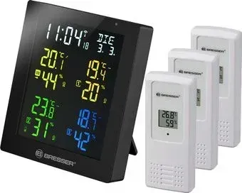 Bresser ClimaTemp Hygro Quadro с тремя датчиками 77031 (черный)