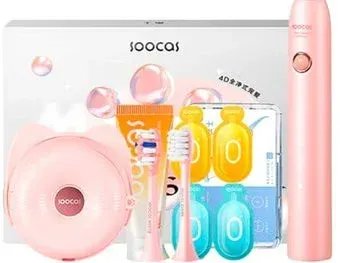 Soocas D3 (футляр c функцией UVC стерилизации, 2 насадки, розовый)