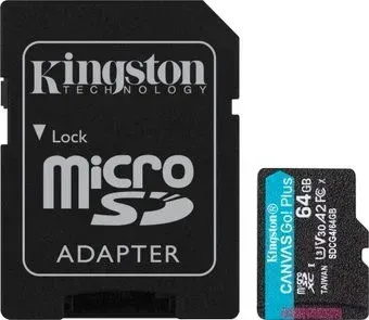 Kingston Canvas Go! microSDXC 64GB SDCG4/64GB (с адаптером)