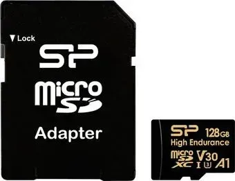 Silicon-Power Golden Series High Endurance microSDXC SP128GBSTXDV3V1HSP 128GB (с адаптером)