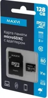 Maxvi microSDXC 128GB MSD128GBC10V10 (с адаптером)