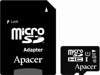 Apacer microSDHC UHS-I (Class 10) 32GB + адаптер (AP32GMCSH10U1-R)