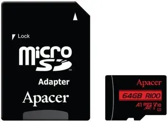 Apacer microSDXC AP64GMCSX10UB-R 64GB (с адаптером)