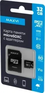 Maxvi microSDHC 32GB MSD32GBC10V10 (с адаптером)