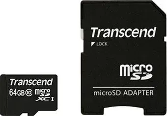 Transcend microSDXC Premium Class 10 64GB + адаптер [TS64GUSDXC10]