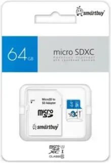 SmartBuy microSDXC SB64GMSDU1BLUE01 64GB (с адаптером)