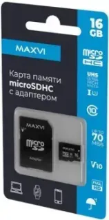 Maxvi microSDHC 16GB MSD16GBC10V10 (с адаптером)