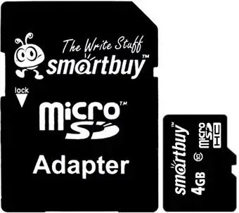 SmartBuy microSDHC (Class 10) 4GB + SD-адаптер (SB4GBSDCL10-01)