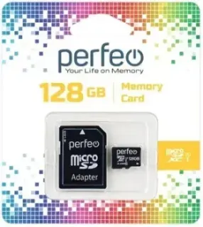 Perfeo microSDXC PF128GMCSX10U1A 128GB (с адаптером)
