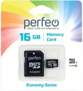 Perfeo microSDHC PF16GMCSH10AES 16GB (с адаптером)