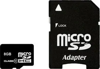 SmartBuy microSDHC (Class 10) 8 Гб + SD адаптер (SB8GBSDCL10-01)
