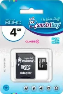 SmartBuy microSDHC (Class 4) 4 Гб + SD адаптер (SB4GBSDCL4-01)