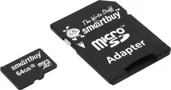 SmartBuy microSDXC SB64GBSDCL10-01LE 64GB (с адаптером)