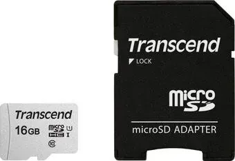 Transcend microSDHC 300S 16GB + адаптер