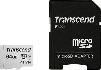 Transcend microSDXC 300S 64GB + адаптер