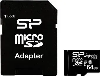 Silicon-Power Superior Pro microSDXC SP064GBSTXDU3V10SP 64GB (с адаптером)
