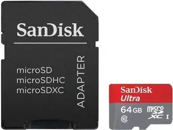 SanDisk Ultra microSDXC 64GB Class 10 + адаптер (SDSQUNC-64G-GN6MA)