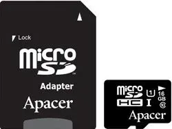 Apacer microSDHC UHS-I (Class 10) 16GB + адаптер (AP16GMCSH10U1-R)