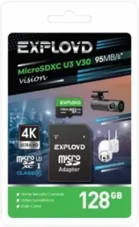 Exployd Vision microSDXC 128GB EX128GCSDXC10-U3-V30 (с адаптером)