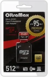 OltraMax Premium Series microSDXC 512GB OM512GCSDXC10UHS-1-PRU3 (с адаптером)