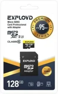 Exployd Premium Series microSDXC 128GB EX128GCSDXC10UHS-1-ELU3 (с адаптером)