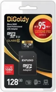 DiGoldy Extreme Pro microSDXC 128GB DG128GCSDXC10UHS-1-ELU3 (с адаптером Exployd)