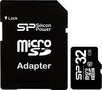 Silicon-Power microSDHC (Class 10) 32GB + адаптер (SP032GBSTH010V10-SP)