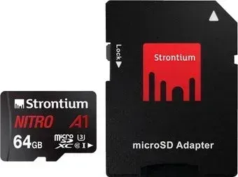 Strontium Nitro microSDXC SRN64GTFU3A1A 64GB (с адаптером)