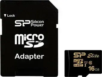 Silicon-Power Elite Gold microSDHC SP016GBSTHBU1V1GSP 16GB (с адаптером)