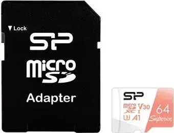 Silicon-Power Superior A1 microSDXC SP064GBSTXDV3V20SP 64GB (с адаптером)