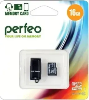 Perfeo microSDHC PF16GMCSH10CR 16GB (с кардридером)